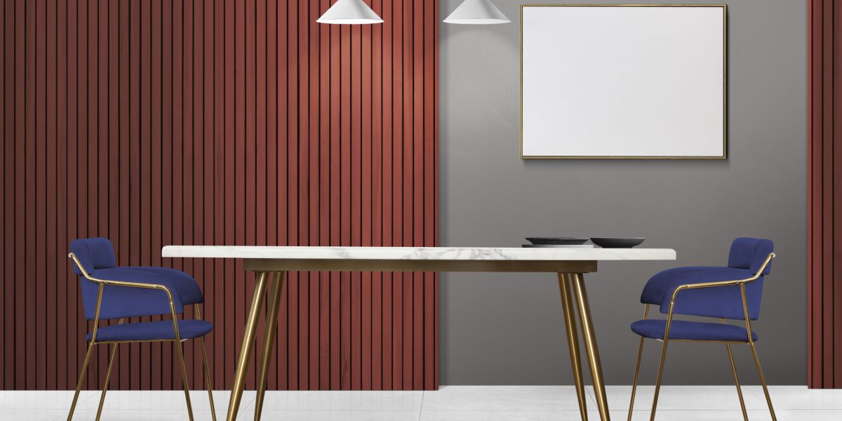 Modern luxury authentic dining room interior design with a blank picture frame